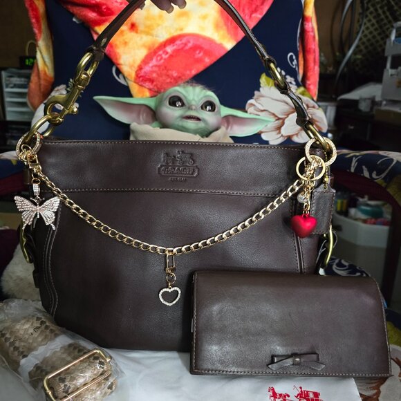 Coach Handbags - Beautiful Coach Carly Chestnut leather bag - NWOT with Gorgeous Leather Wallet